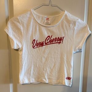 PacSun White and Red Graphic Tee